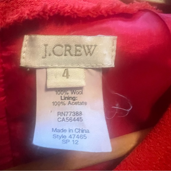 JCrew Teddie Wool Dress Red Size 4 - Picture 2 of 4